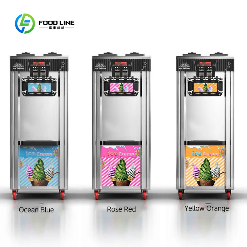 Customized High Quality Commercial Soft Serve Ice Cream Machine Stainless Steel High Power Motor Automatic-for Milk Ingredients