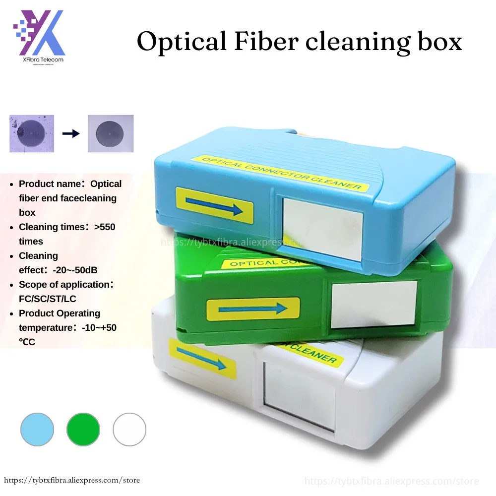 

Cleaning Box Pigtail Cleaner SC/FC/LC/ST FTTH 550 times Fiber Wiping Tool Optical Fiber End Face Optic Fiber Cleaner Tools