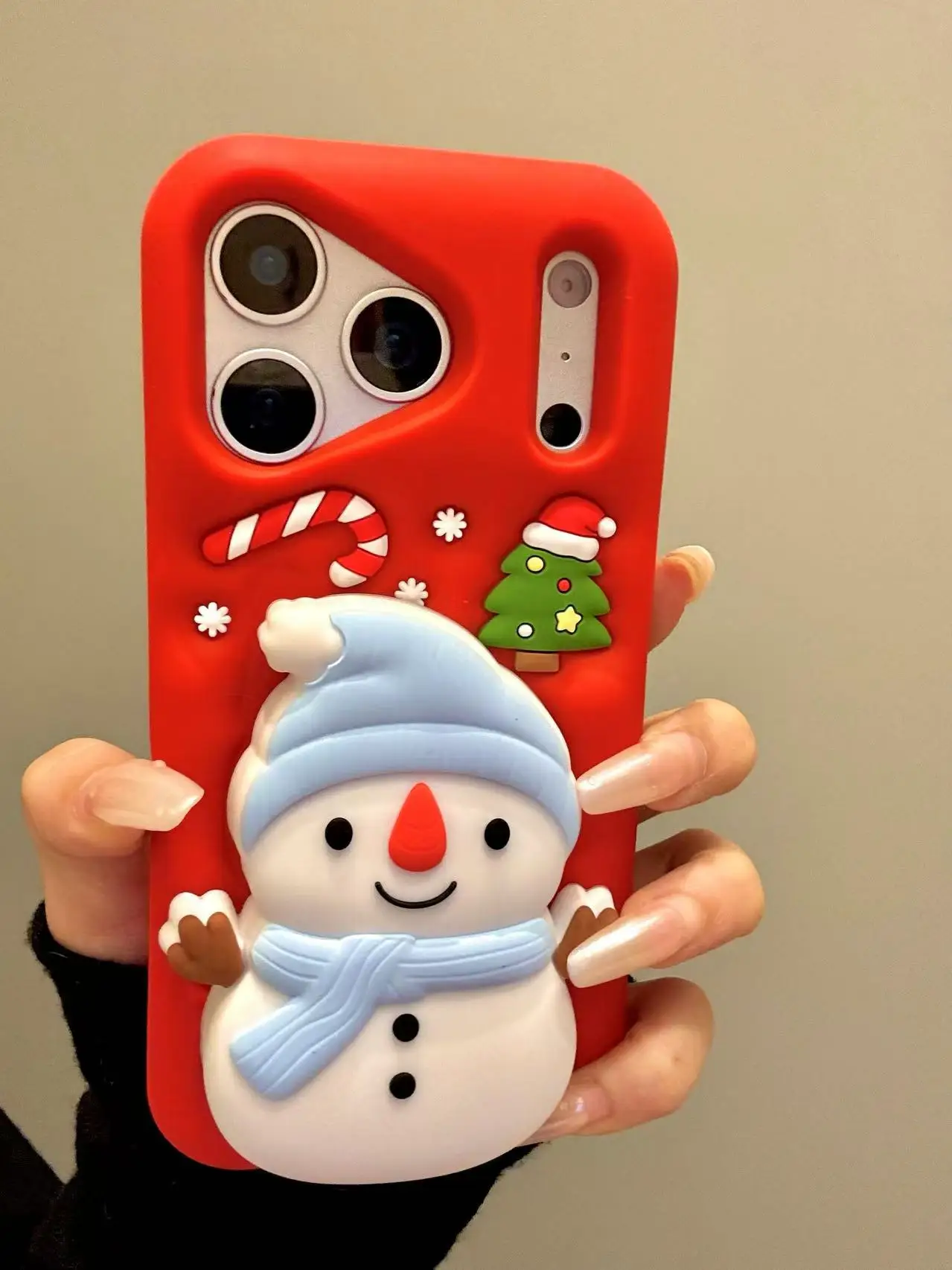 الشتاء ثلاثية الأبعاد عيد الميلاد ندفة الثلج ثلج الزنجبيل رجل الوقوف لطيف جراب هاتف آيفون 17 AIR 16 15 14 13 برو ماكس زائد Y2K غطاء