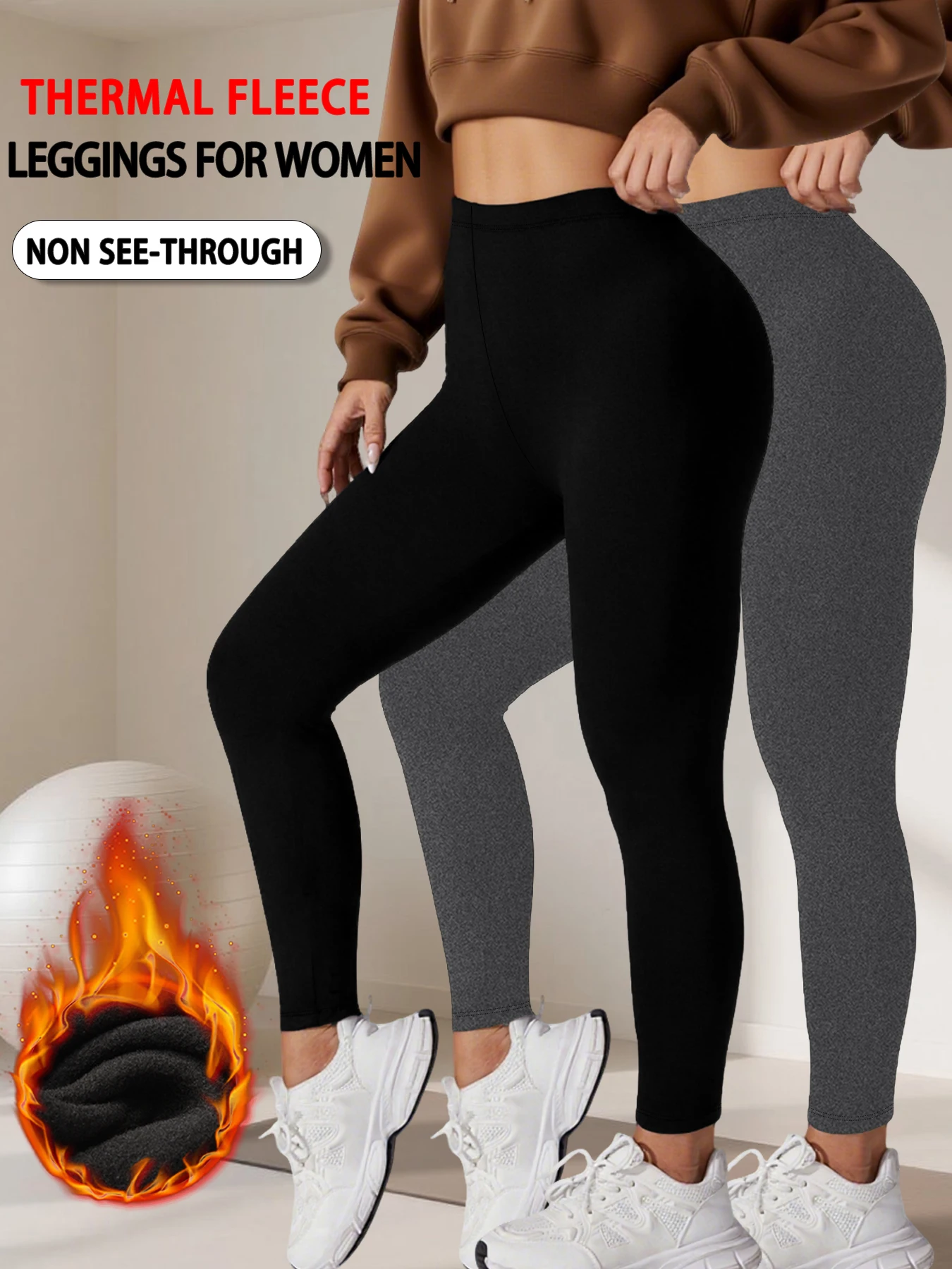 2 pcak Thermal running leggings with fleece interior for women Low Rise design provides warmth and comfort for winter workouts