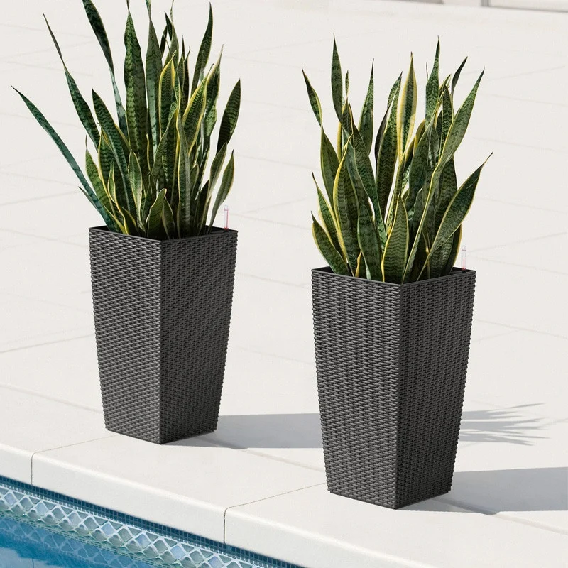 Top Sale Bulk Cheap Plastic Self Watering Fiber Flower Vase Pot & Planters Home Garden Hotel Decor Moveable for Floor