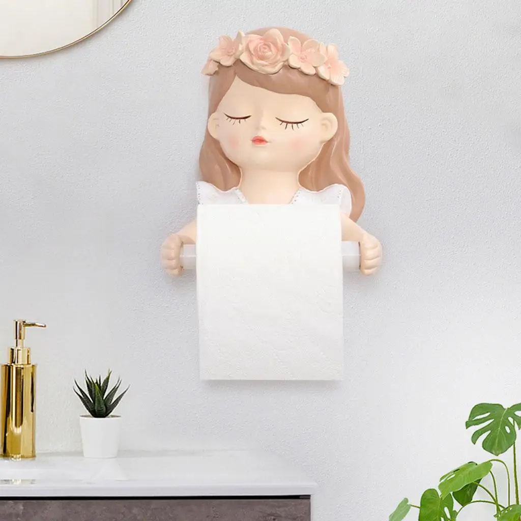 Toilet Paper Holder Towel Rack Tissue Roll Hanger Wall Mount Short Hair Girl