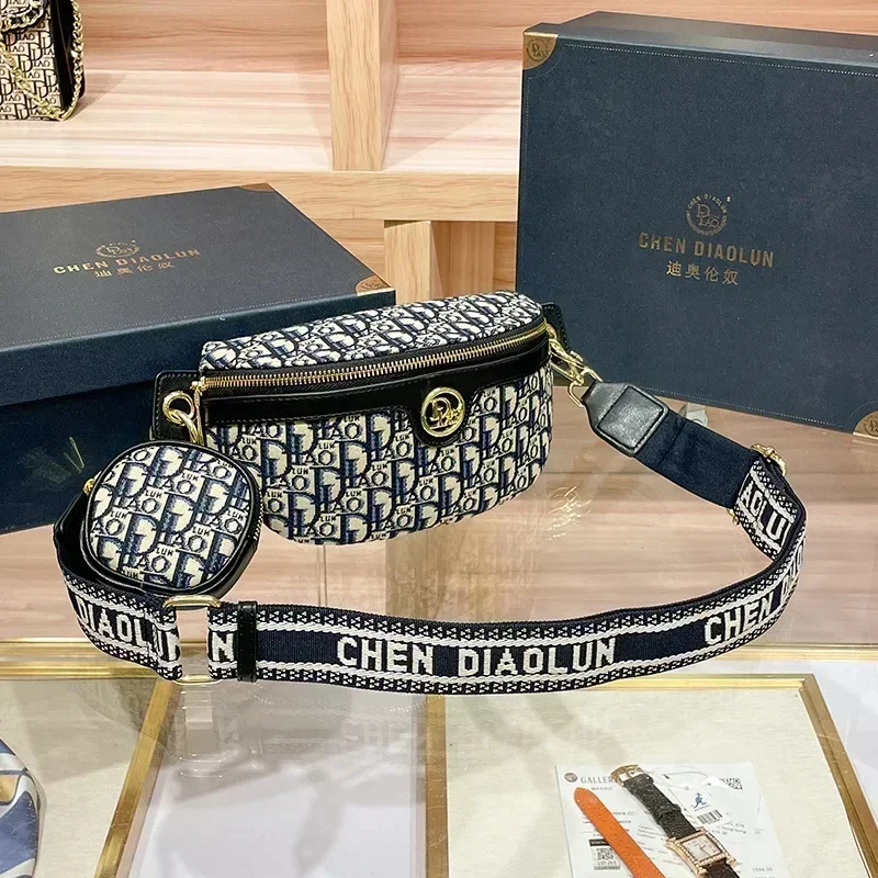 Vintage Shoulder Women'S Printed Letter Crossbody Chest Bag With Adjustable Strap Designer Luxury Soft Leather Waist Packs