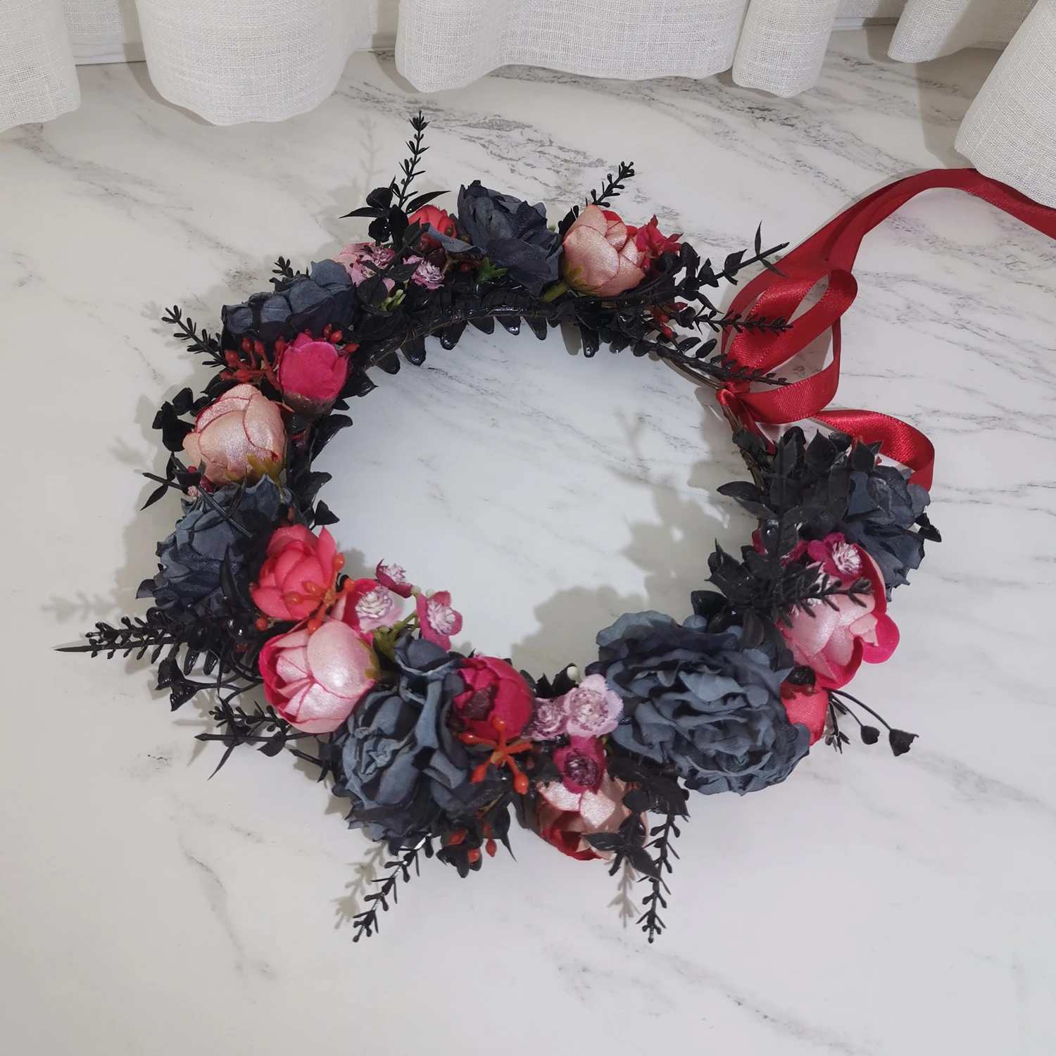 Punk Black Gothic Flower Crown Medusa Halo Witch Wedding Crown Nightclub Makeup Ball Headwear Halloween Headdress