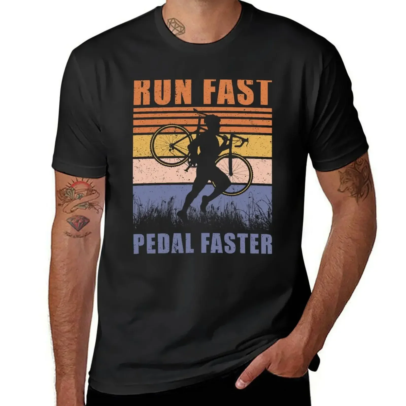 Cyclocross Run Fast Pedal Faster Gravel Bicycle Cyclist Gift T-Shirt for a boy aesthetic clothes mens graphic t-shirts pack