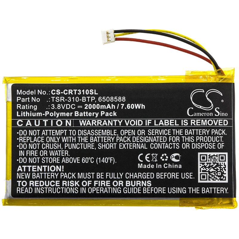 CS 2000mAh Battery For  Crestron 6508588 TSR-310-BTP Crestron TSR-310  TSR-310 Handheld Touch Screen Remote