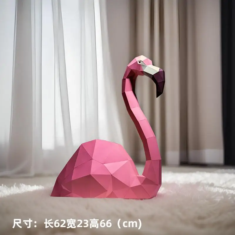 66cm Flamingo Paper Model 3D DIY Origami Home Hallway Art Decorations Handmade Puzzles Papercraft Sculpture Props Gift Toys
