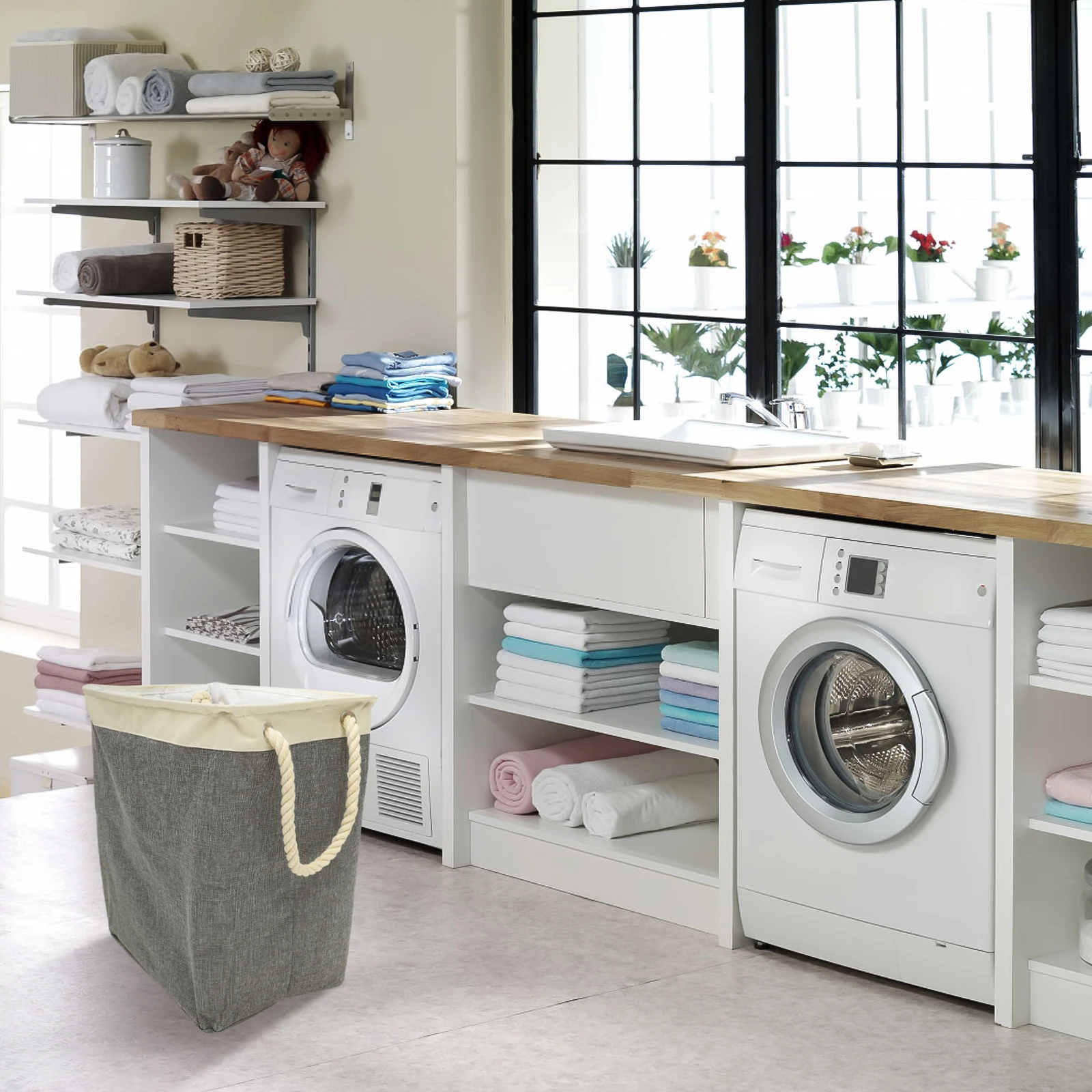 

Space Saving Laundry Basket Foldable Large Capacity Hamper for Dirty Clothes Bedroom Bathroom Closet Organization