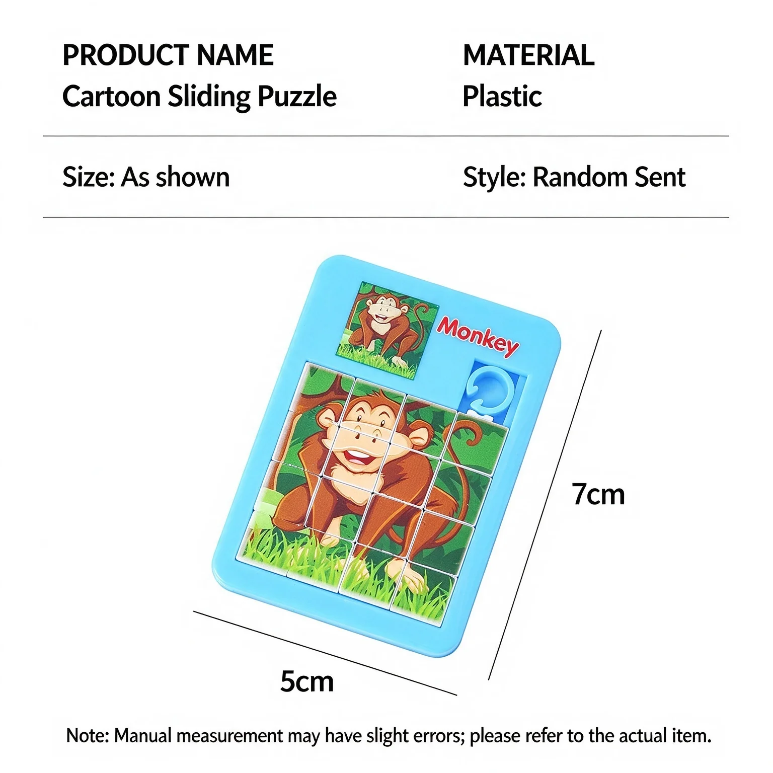 Cartoon Animal 4×4 Klotski Sliding Puzzle, Plastic 15 Tiles Slide Brain Teaser Game, Portable Leisure Desktop Puzzle