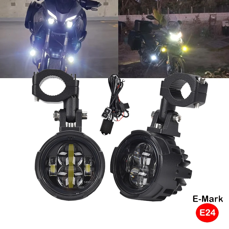 أضواء مساعدة للدراجات النارية 100 واط ثنائي اللون بقعة القيادة مصابيح الضباب لسيارات BMW R1200GS F800GS F700GS F650 K1600 أضواء الضباب العالمية