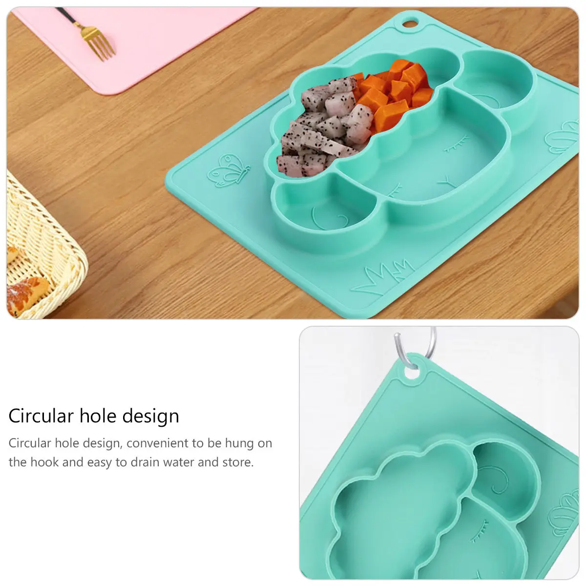 

1 шт. Детская тарелка из силикона с защитой от падения, с большой присоской, пищевой силикон, для прикорма, безопасна для микроволновки и холодильника