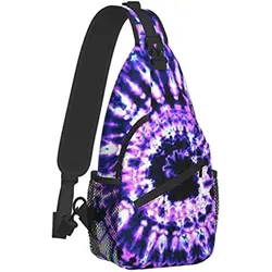 Rainbow Tie Dye Chest Bags Crossbody Sling Backpack Purple Travel Hiking Daypack Crossbody Shoulder Bag for Women Men