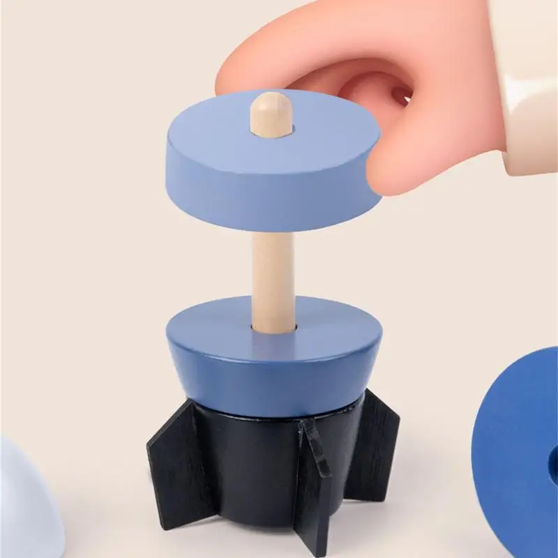 Space Rocket Toy Colorful Rocket Shaped Stacking Toys Early Educational Learning Stacking Tower Montessori Toys Promotes Fine