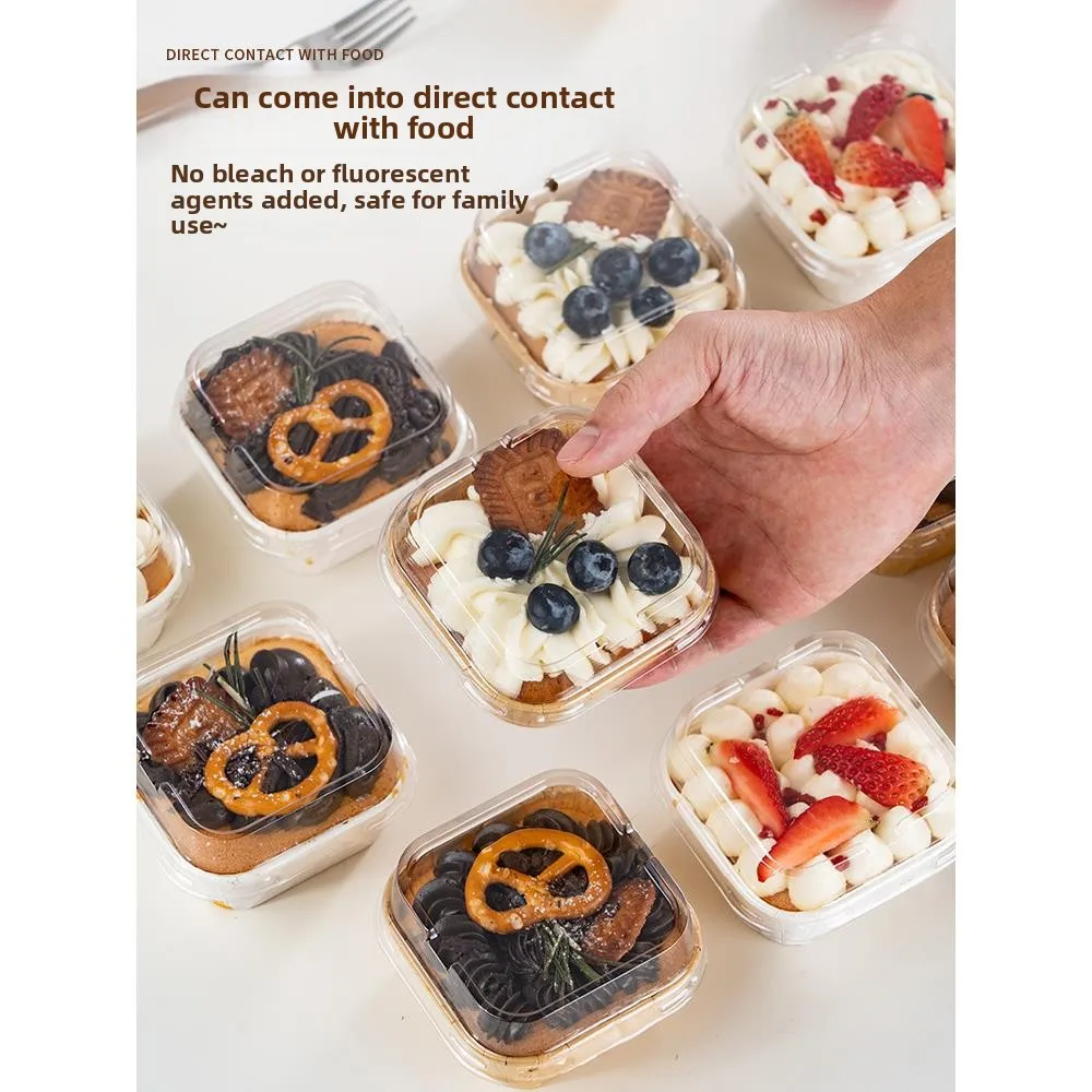 Disposable Baking Cupcake Paper Holder Square with Lid One-time Bread Packaging Box for Oven Cooking Utensils Kitchen Tools