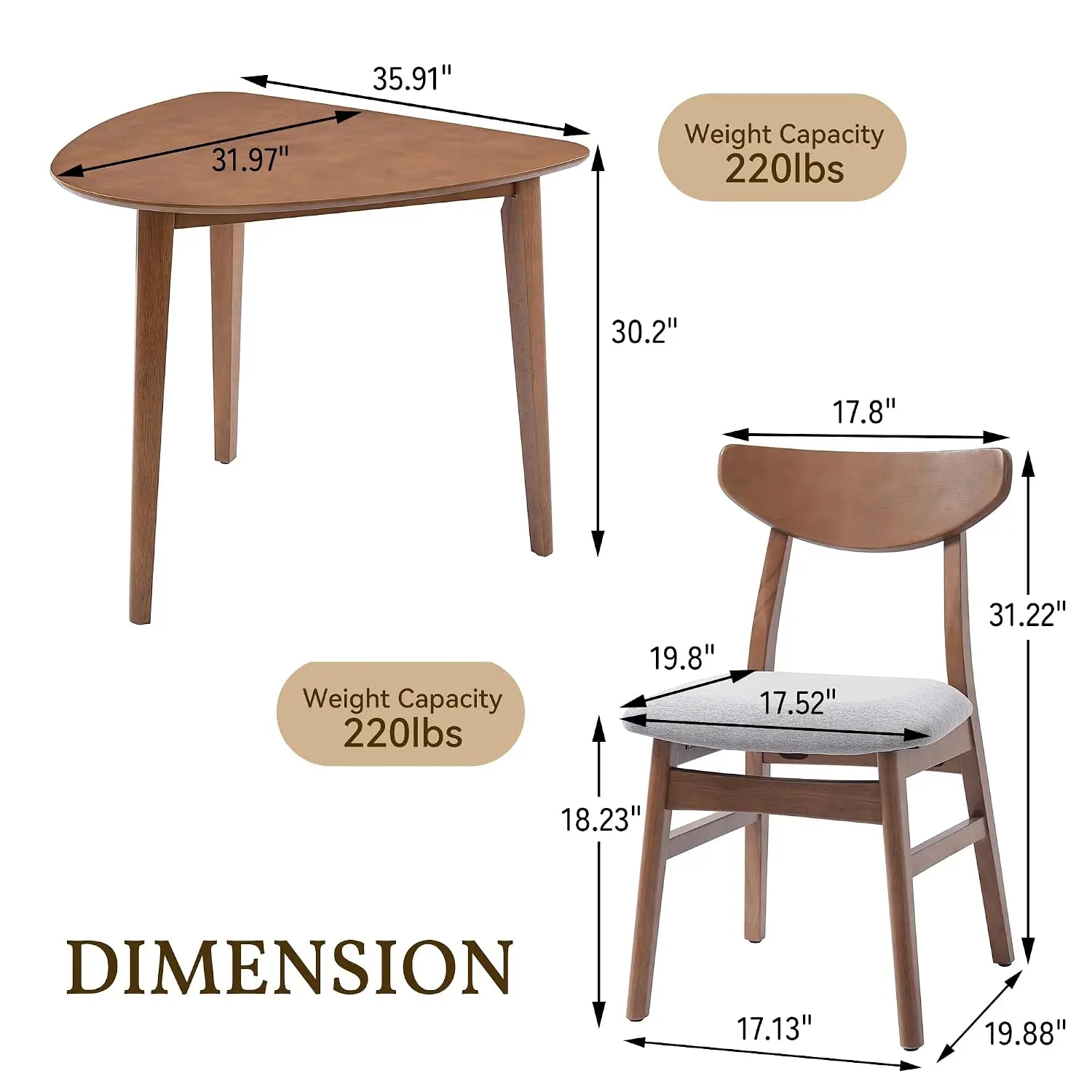 Curved Small Table, Restaurant Tables,Upholstered Chair, Space-saving, for Restaurants, Cafes, Patio, Easy Assembly