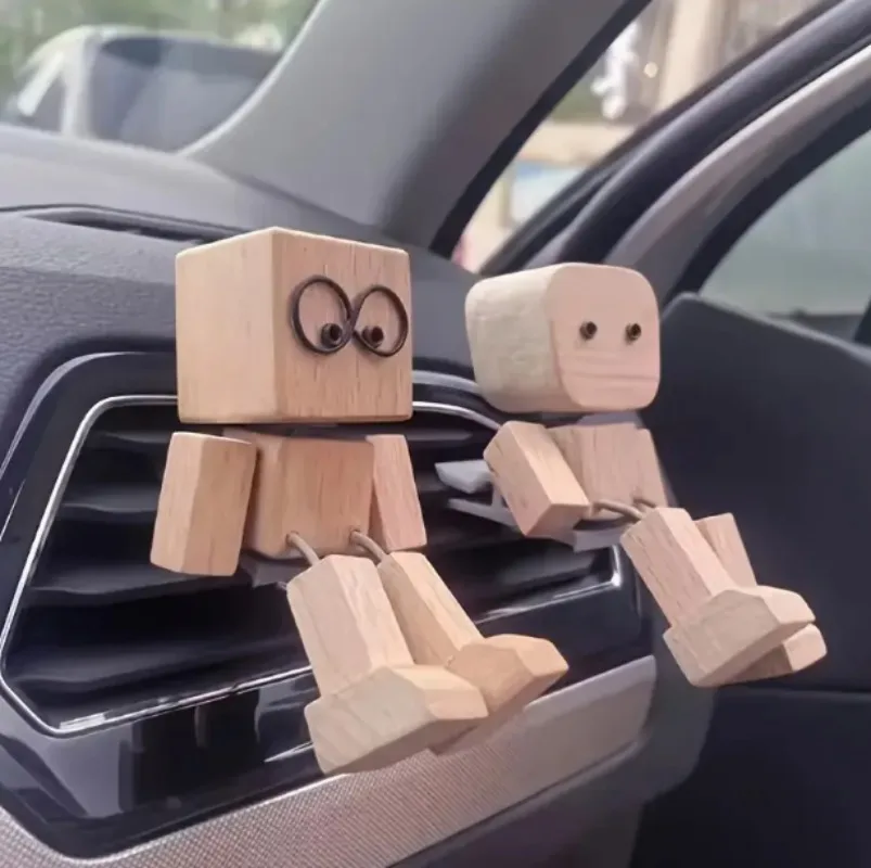 Mini Rocking Shaky Legs Wooden Doll Car Interior Ornament Funny Dashboard Decorations for Car Interior Decorations Ornaments