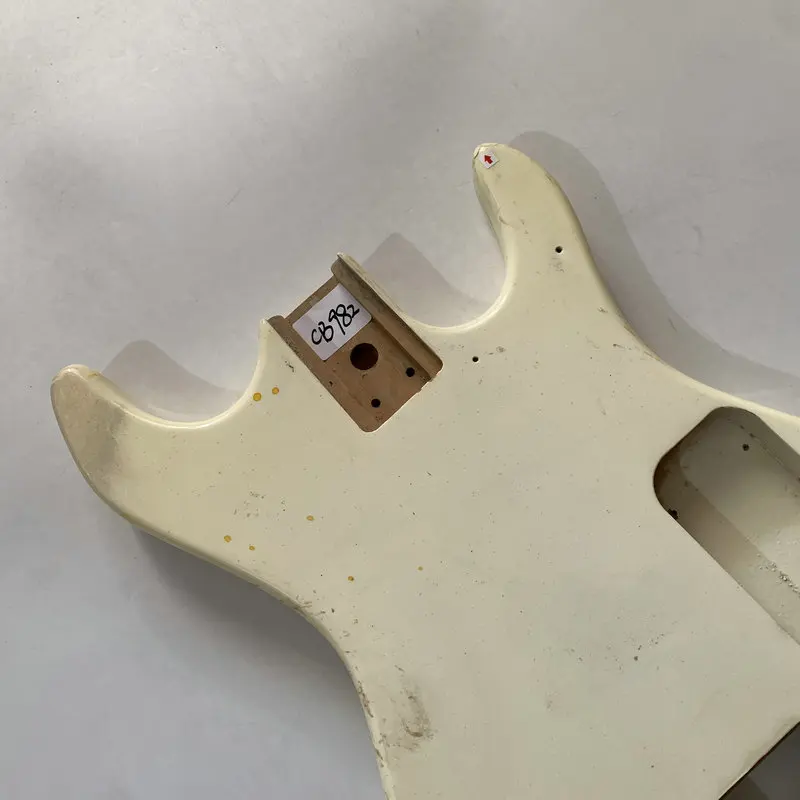 CB982 White Color Electric Guitar Unfinished Guitar Body for Custom Order with Damages and Dirty Special Sales