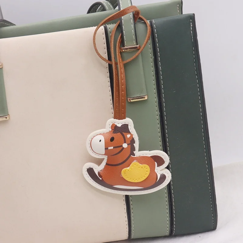 

Car Dog Horse Hanging Decoration Fashion PU Leather Puppy Keychains for Women Bag Pendant Jewelry Trinket Key Ring Holder Gift
