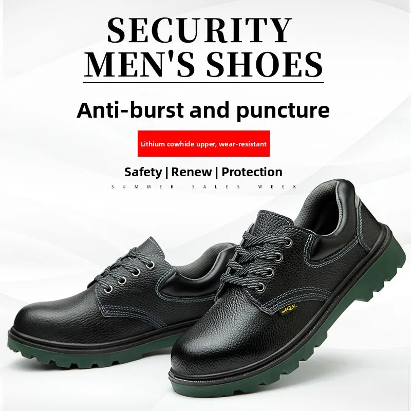 Old Style Steel Toe Work Boots Men's Lightweight Comfortable All Season Wear Resistant Labor Protection Shoes for Welding