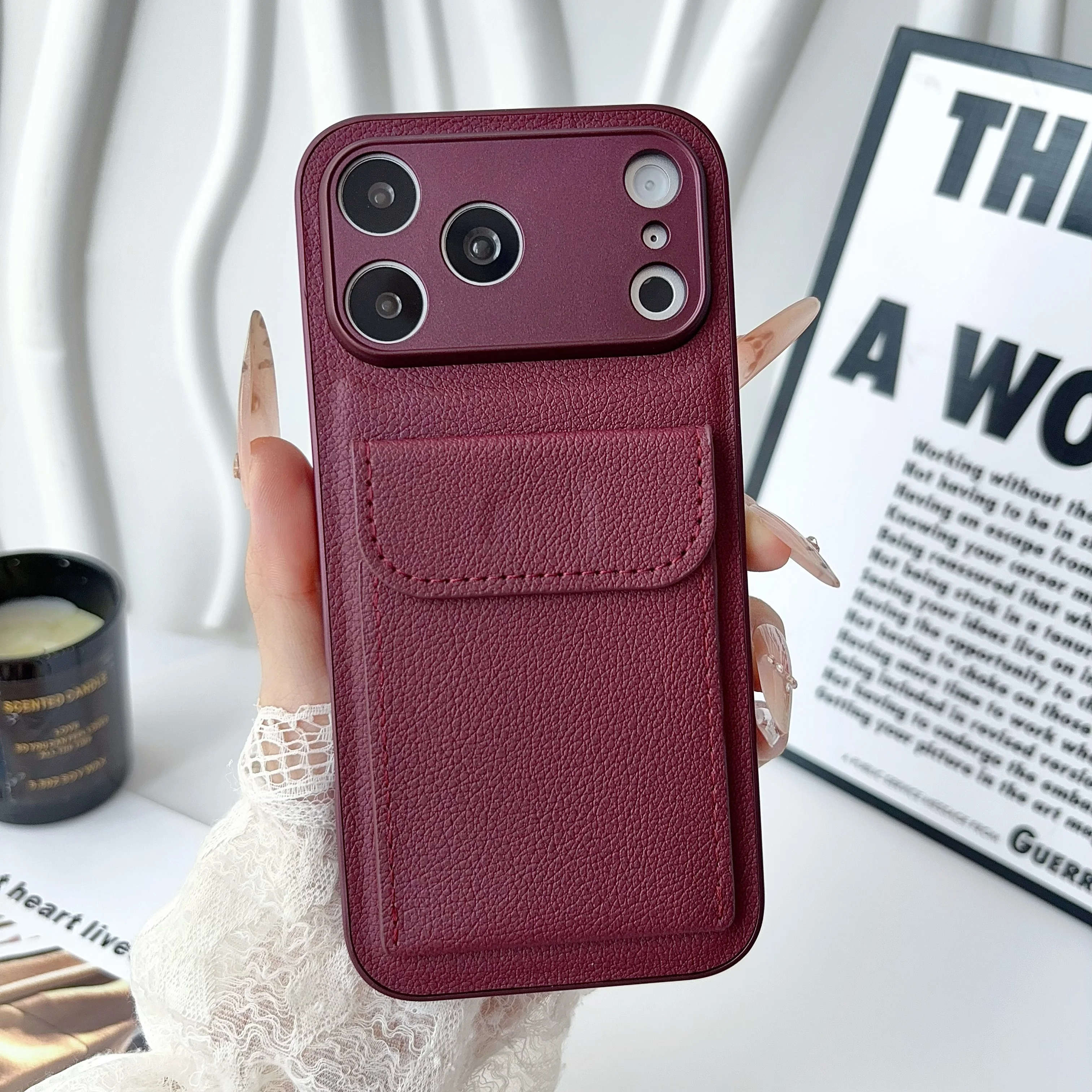 Camera Leather Case - Роскошный кожаный чехол-кошелек для iPhone 18