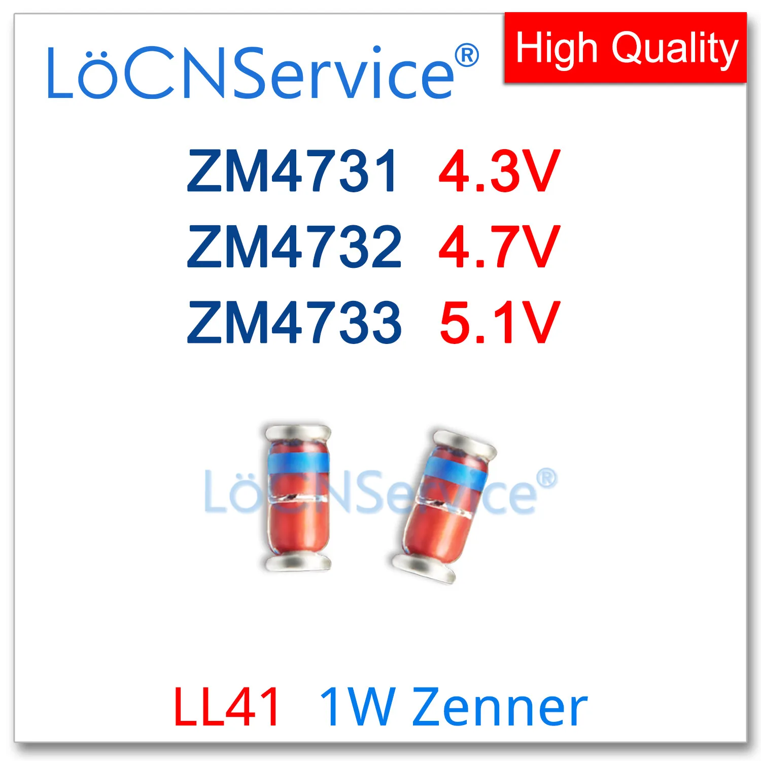 LoCNService 1000PCS 5000PCS LL41 1W ZM4731 4.3V ZM4732 4.7V ZM4733 5.1V SMD RoHS Silicon Planar Power Zener Diodes High quality 