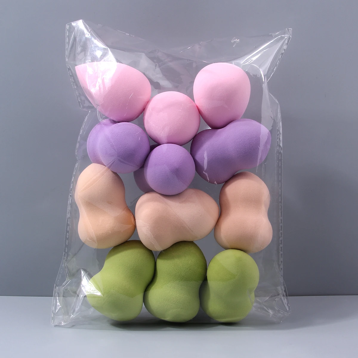 Mélangeur de beauté de taille moyenne, éponge de maquillage multicolore pour une Application parfaite de liquide, de crème et de poudre, humide sans latex, 12 pièces/paquet