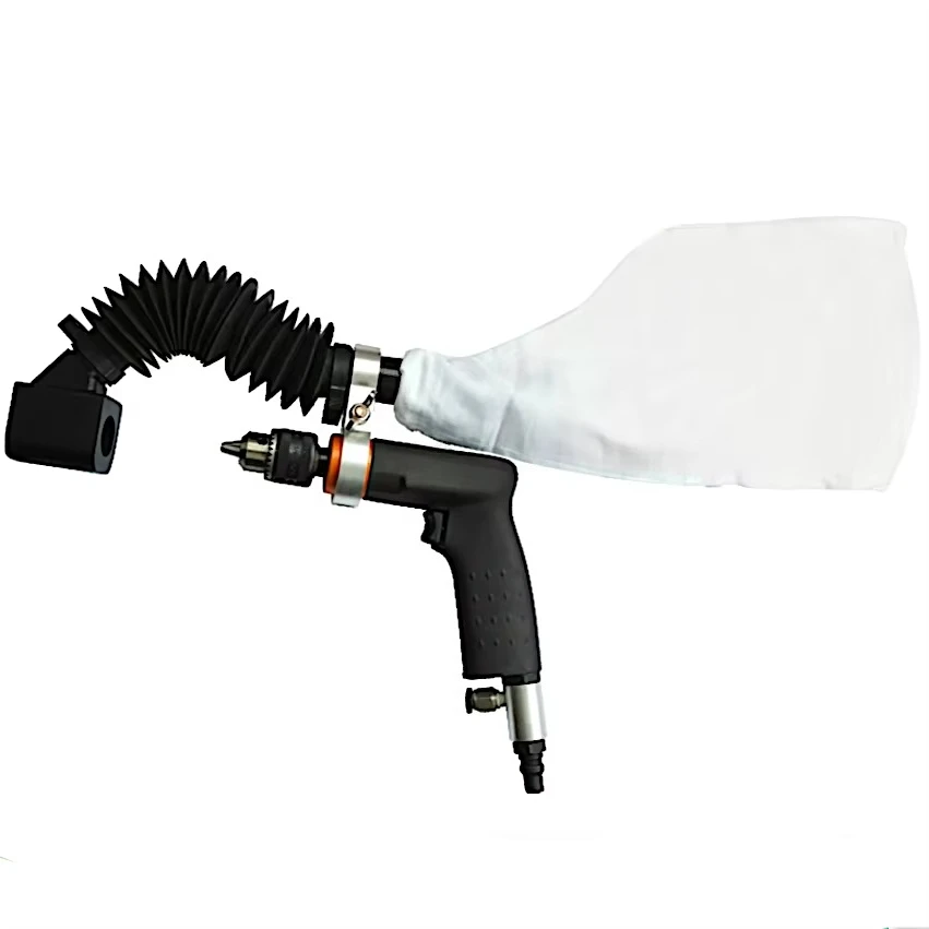 TY13685V Industrial Pneumatic Central Vacuum Drill 6mm Chuck 18500 Rpm 0.6  Pistol Grip Drilling Dust Collection Attachment