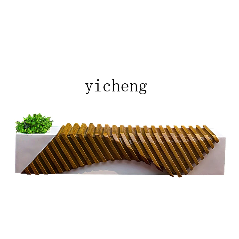 LX Outdoor Rest Area Bench Mall Waiting Area Irregular Seat Bench Flower Pot Combination