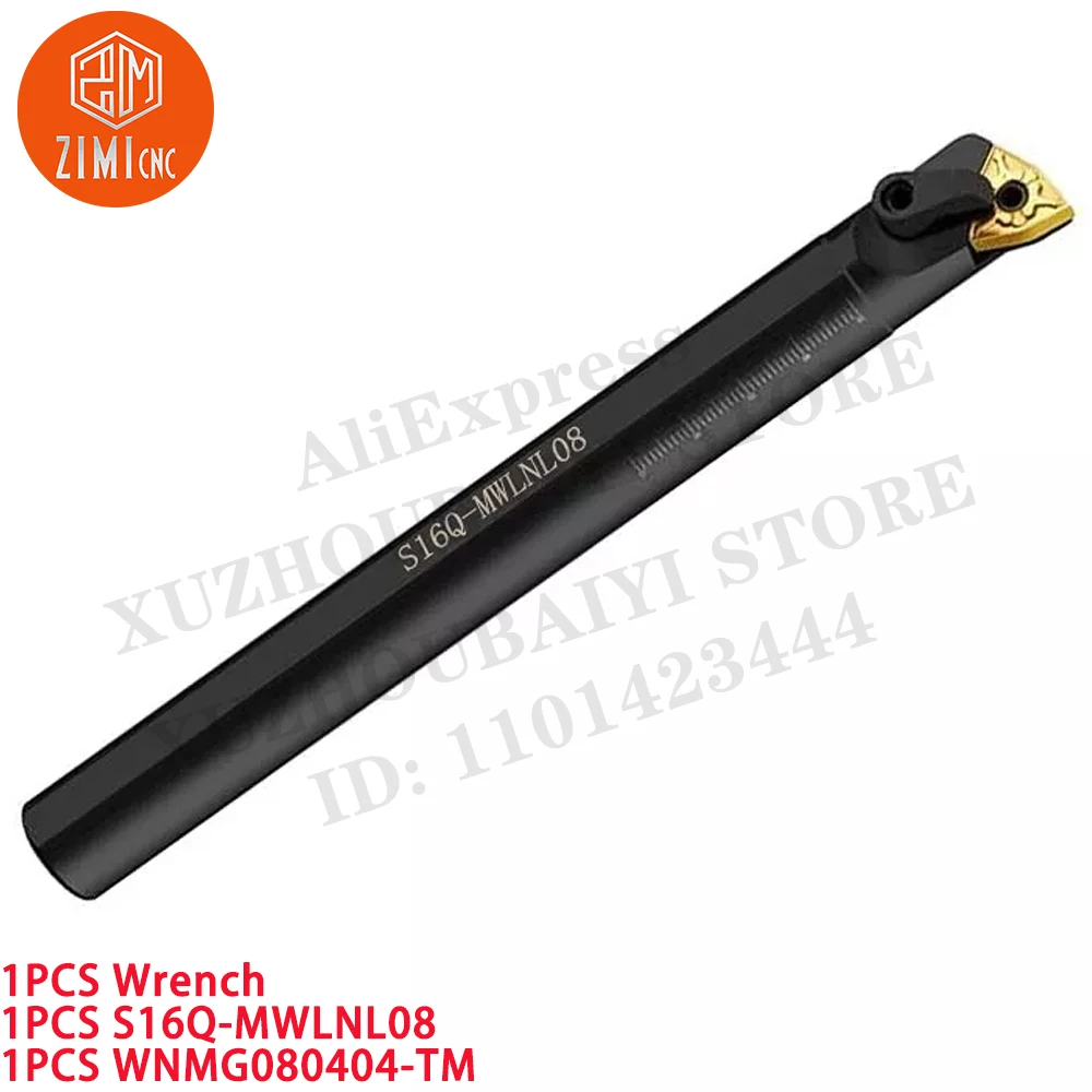 1 قطعة S16Q-MWLNL08 حامل أداة تحويل المخرطة مقاس 16 مم +1 قطعة WNMG080404-TM إدخال كربيد أداة CNC مخرطة معدنية ميكانيكية أدوات قطع