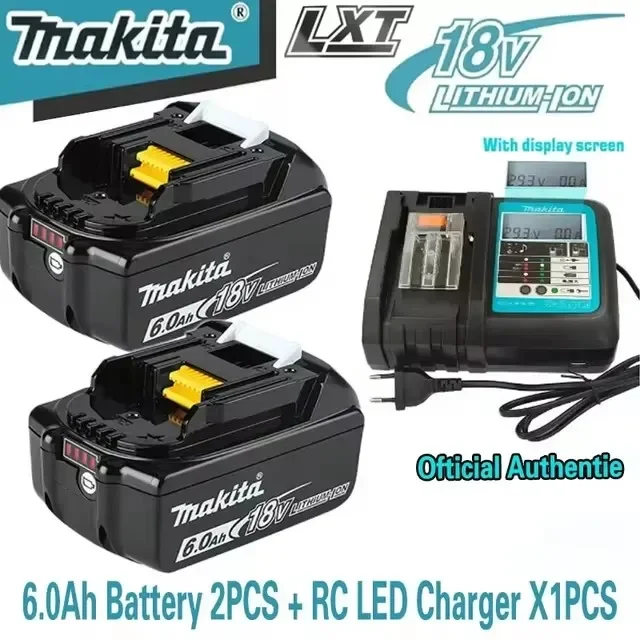 Genuine With Charger BL1860 Rechargeable Battery 18V 6.0Ah Lithium Ion for Makita 18v Battery 6Ah BL1850 BL1880 BL1860B LXT400