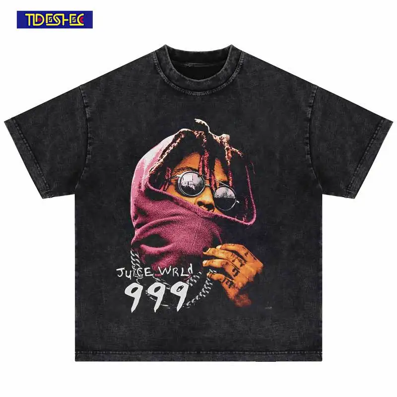 

2024 Harajuku Cotton T Shirt Hip Hop Oversize Men Portrait Graphic Printed Tshirt Casual Loose Short Sleeve Streetwear T-Shirt