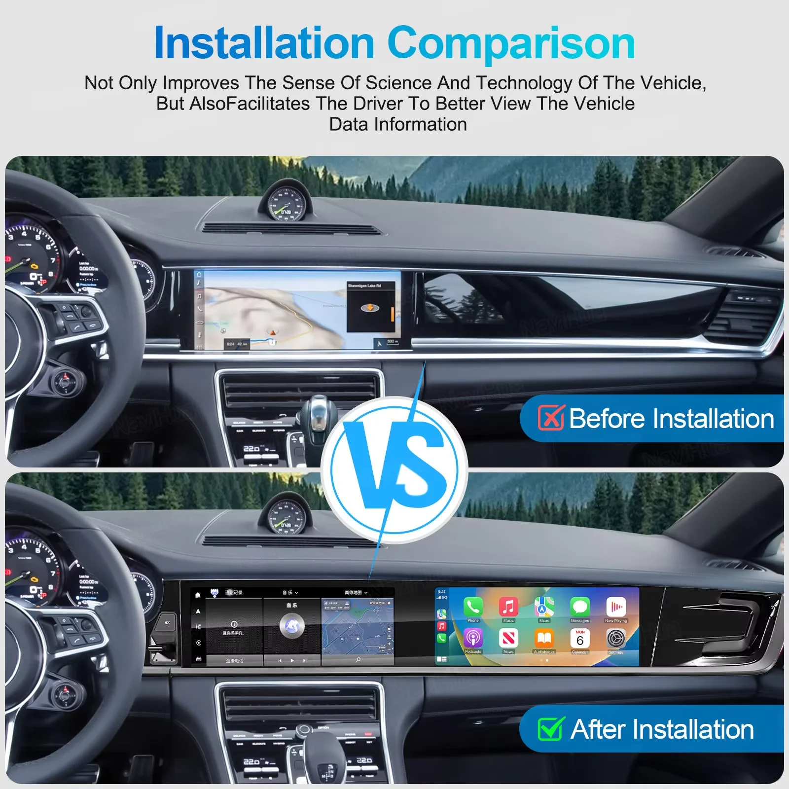 Picture 4: LHD RHD Android Multimedia Player For Porsche Panamera 971 2010-2023 Wireless CarPlay WIFI Navigation Head unit Bluetooth