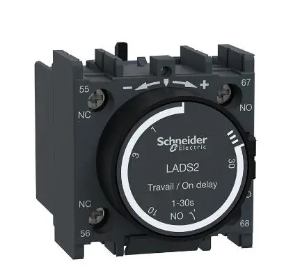 LADS2 Time delay auxiliary contact block, TeSys Deca, 1NO + 1NC, on delay 1-30s, front, screw clamp terminals