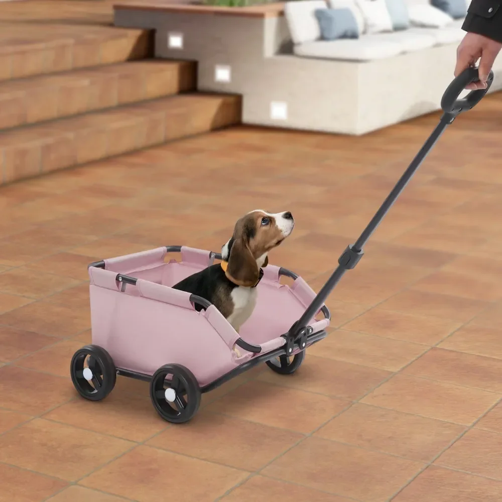 

Dog Strollers For Mini Pets, Foldable Multifunctional Shopping Carts With Extendable Pull Handle, Doggie Wagon BuiltIn Cushion