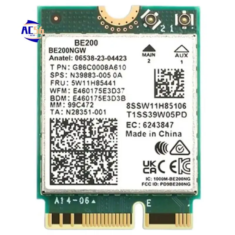 AC56-BE200 WIFI 7 بطاقة Wifi لاسلكية Wifi 6E BE200NGW بلوتوث 5.4 802.11AX ثلاثي الموجات M.2 NGFF محول الشبكة #1