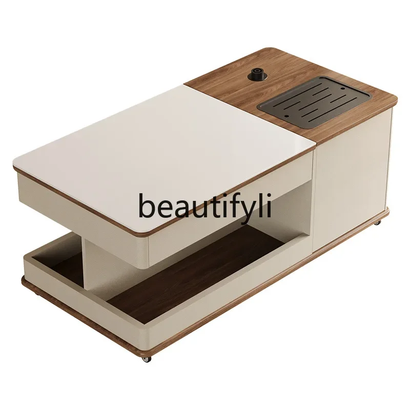 

Movable Coffee Table for Living Room, Small Household Simple Side Table, Multifunctional Large Capacity Storage Table