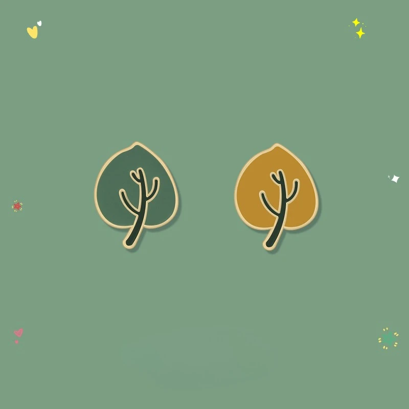 New Cartoon Simple Japanese Style Leaf Brooch Cute Casual Party Gift Metal Badge Pin DIY Clothing Bags Shoes Hat Scarf Accessory
