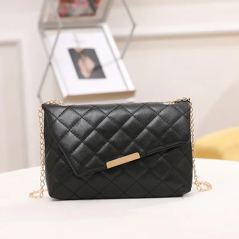 Women\'s handbag 2024 Ladies new makeup bag plaid small square bag diamond chain mobile phone bag