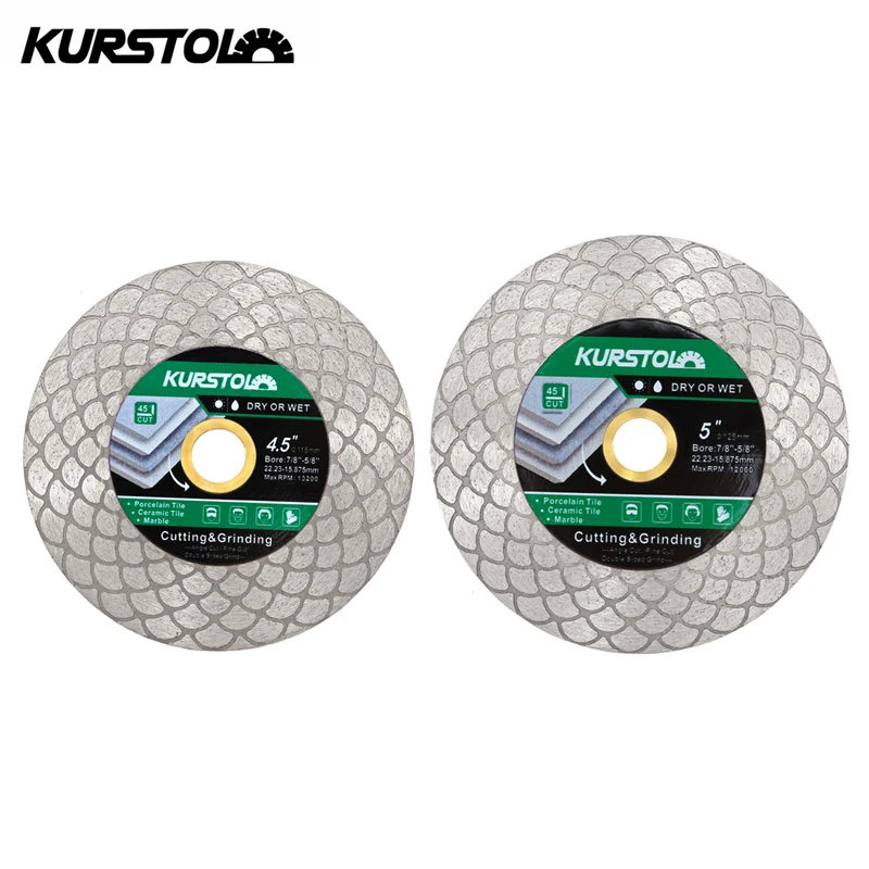 KURSTOL 115/125mm Diamond Cutting Grinding Disc Double-side Cutter Granite Ceramic Grinder Marble Tile Cutting Blade 4.5/5 inch