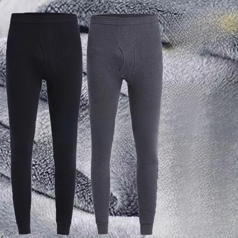 

New Men's Thermal Autumn Pants Double-sided Velvet Slim Fit Base Layer Pants Constant Temperature Men's Long Cotton Trousers