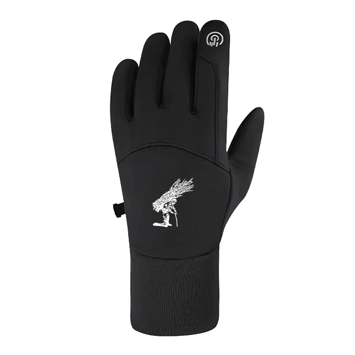 Woodcutter Line Art Graphic Outdoor Sports Running Motorcycle Ski Touch Screen Gloves