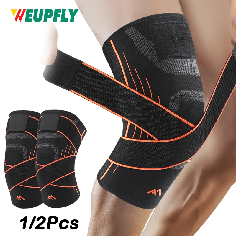 

1/2PCS Knee Sleeve, Professional Knee Brace with Adjustable Straps, Premium Compression Support for Cross Fitness Training