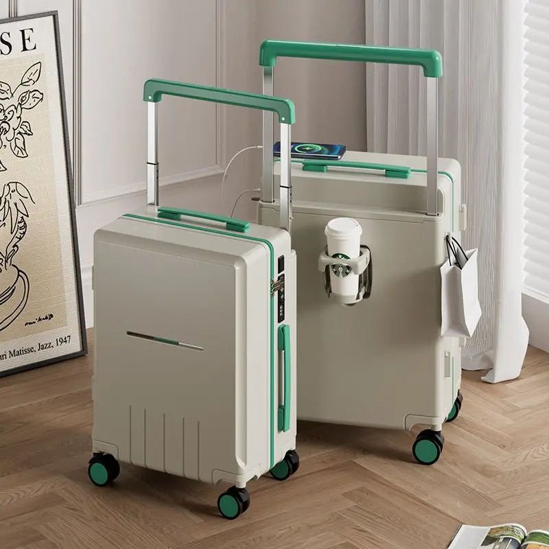 

Multifunctional Wide Trolley Luggage 20 Inch Women Fashion Lightweight Spinner Wheels Travel Suitcase TSA Lock Carry-On