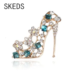 SKEDS New Arrival Elegant Women Girls Luxury Crystal High Heels Shoes Brooches Rhinestone Enamel Brooch Pin Clothing Jewelry