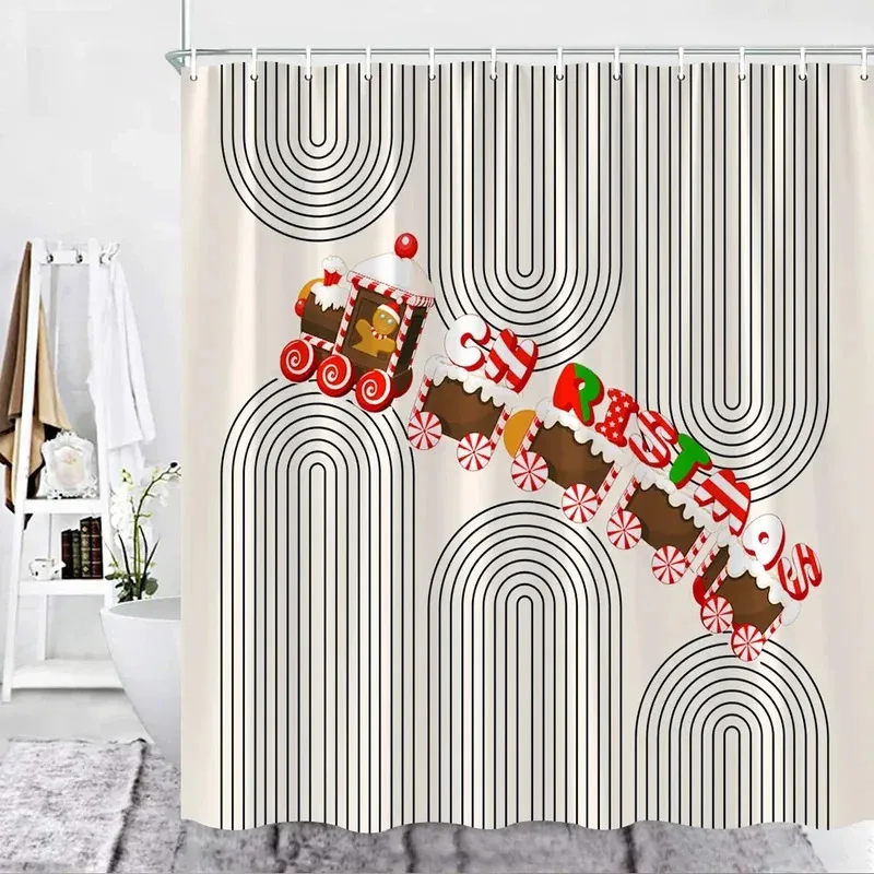 

ZYQ01Christmas Shower Curtain Set Geometry Bath Decor Fabric Curtain Simple Creative Bathroom Curtain Bathroom Accessories S6Bn%