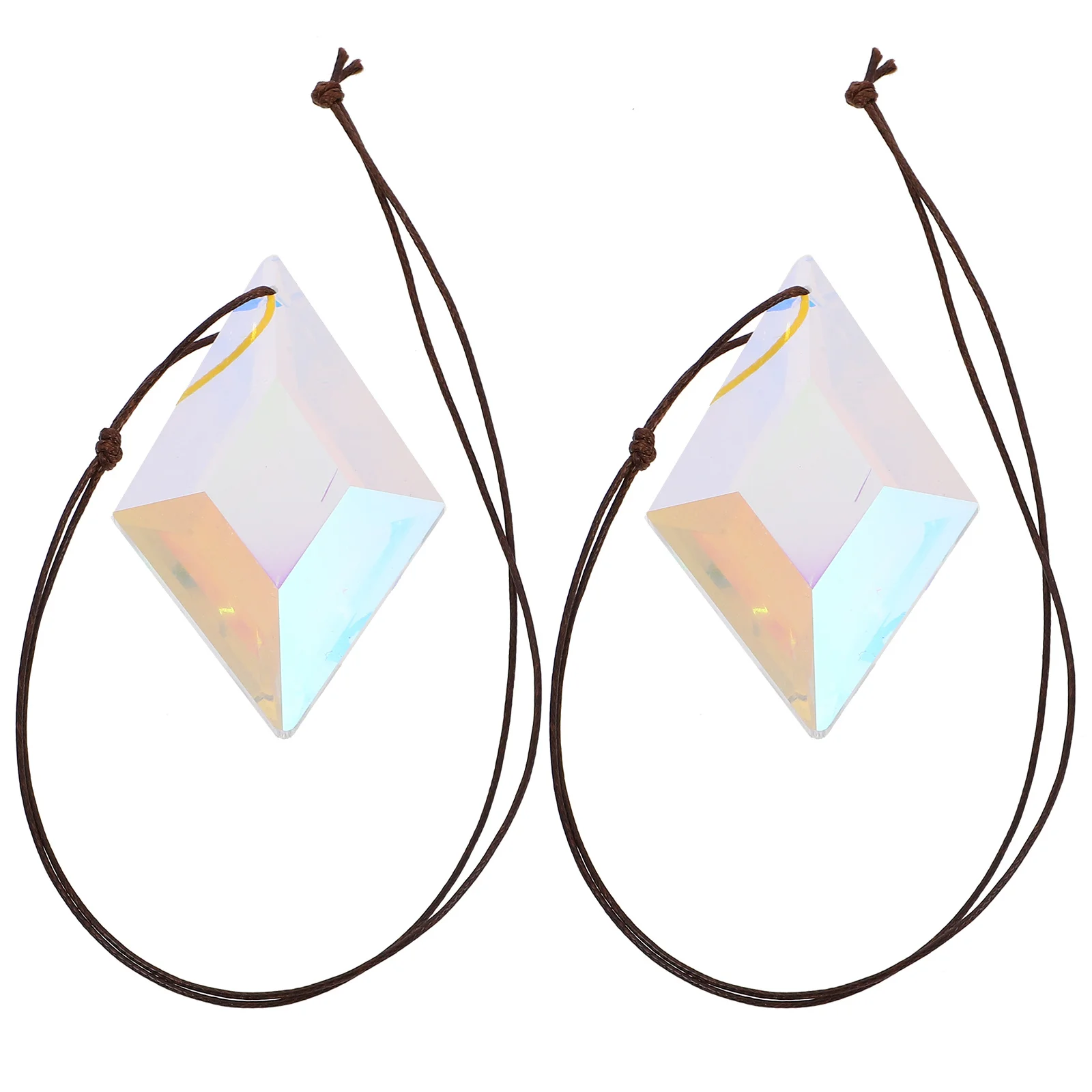 

2 Pcs Crystal Prism Pendant Sun Festive Colorful Design Catcher Indoor Hanging Decoration