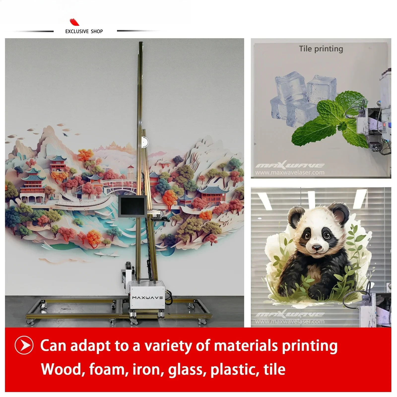 Portable Vertical 3D Wall Printer 6m Floor Rail Dual DX10 Printing Head For Metal Wood Glass Tile Wall Image Printing