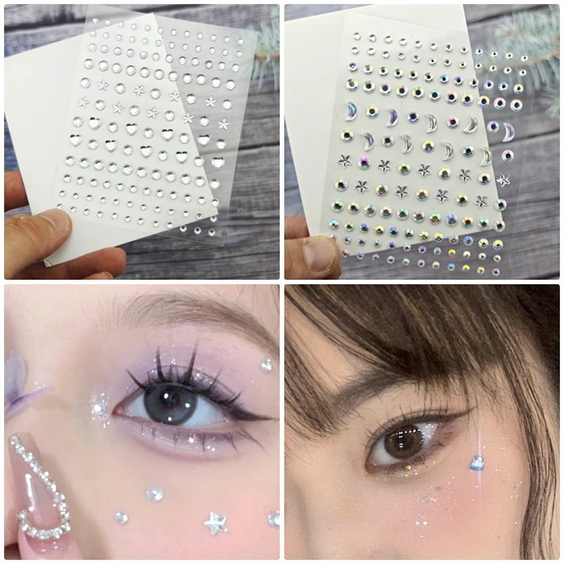 Autocollant de Tatouage en Clip, Eyeliner à Paillettes, Maquillage pour les Yeux et le Visage, Diamant Temporaire, Strass de Roche, DIY