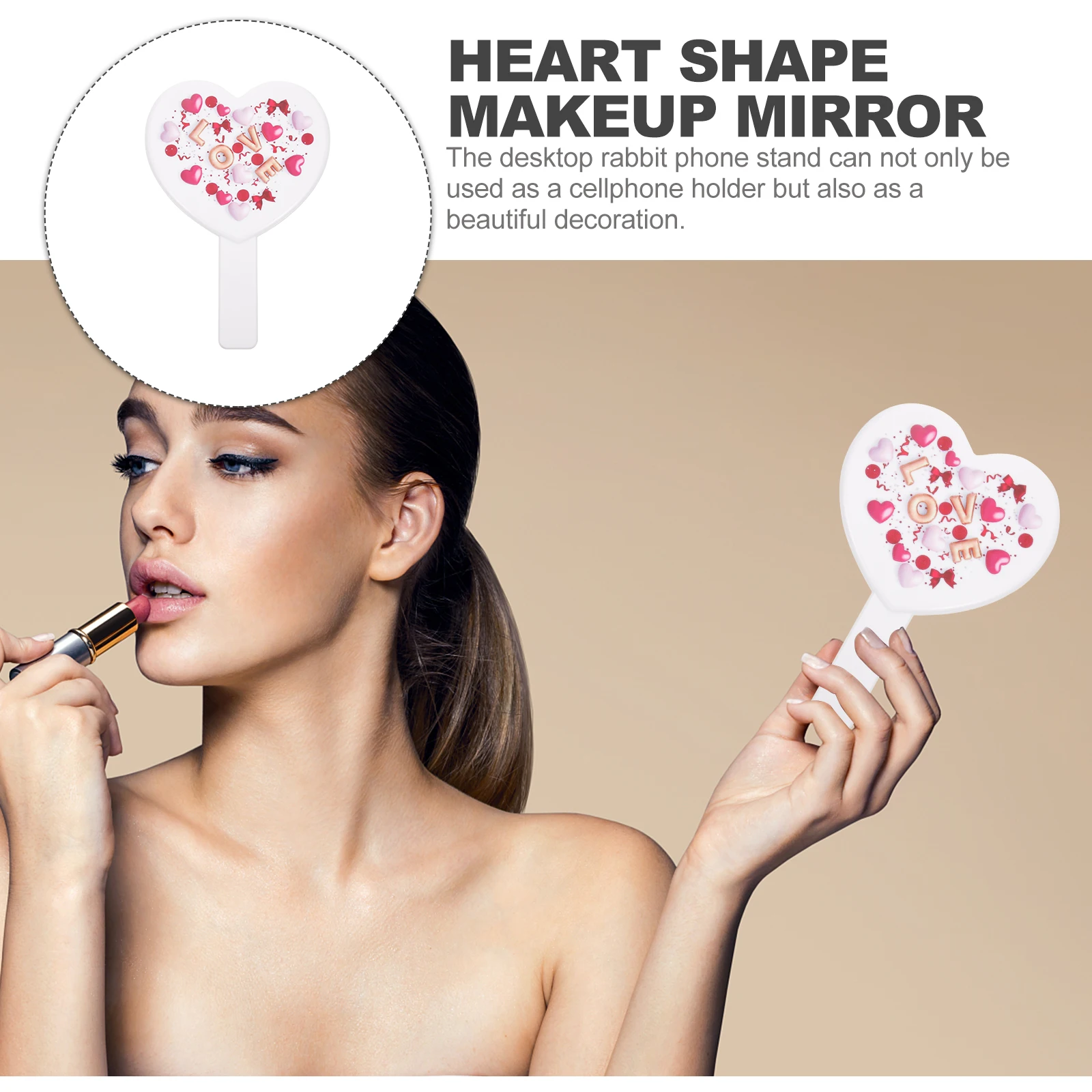

Heart Shaped Makeup Mirror Portable Handheld Clear High Definition Vanity Mirror Travel Makeup Tool Stylish Travel Mirrors