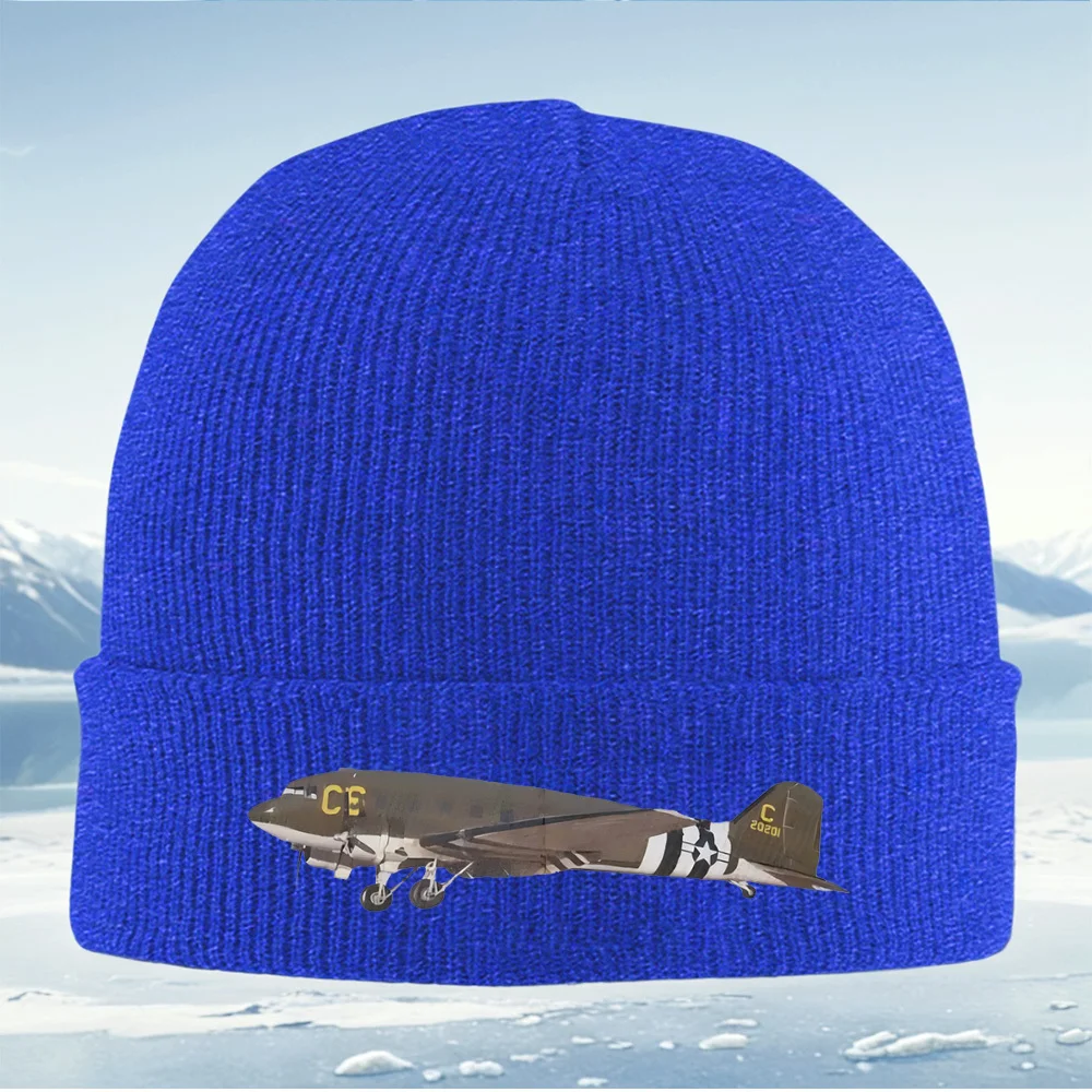 White stars black stripes plane Men Women Unisex Knitted Hat Beanie Pullover Cap Winter Thermal Warm Christmas Outdoor Cycling H